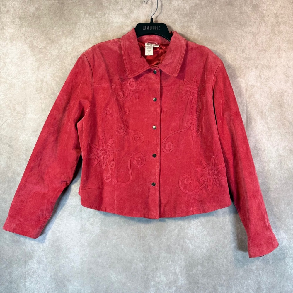 VTG Coldwater Creek Suede Leather Jacket XL Snap Whimsygoth Y2KGrunge Cottage